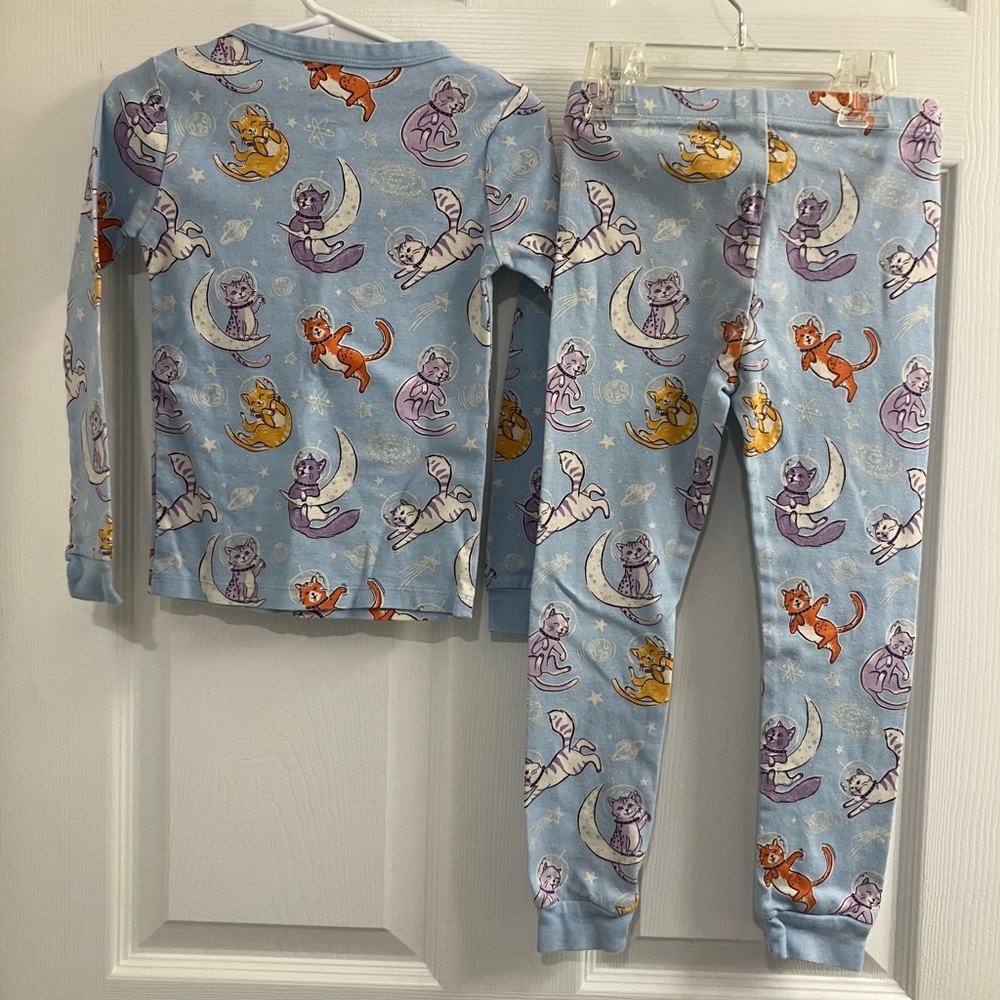 ❤️Sky Blue Cats on the Moon Toddler Pajamas Matching Set, Member’s Mark, EUC - Picture 9 of 9